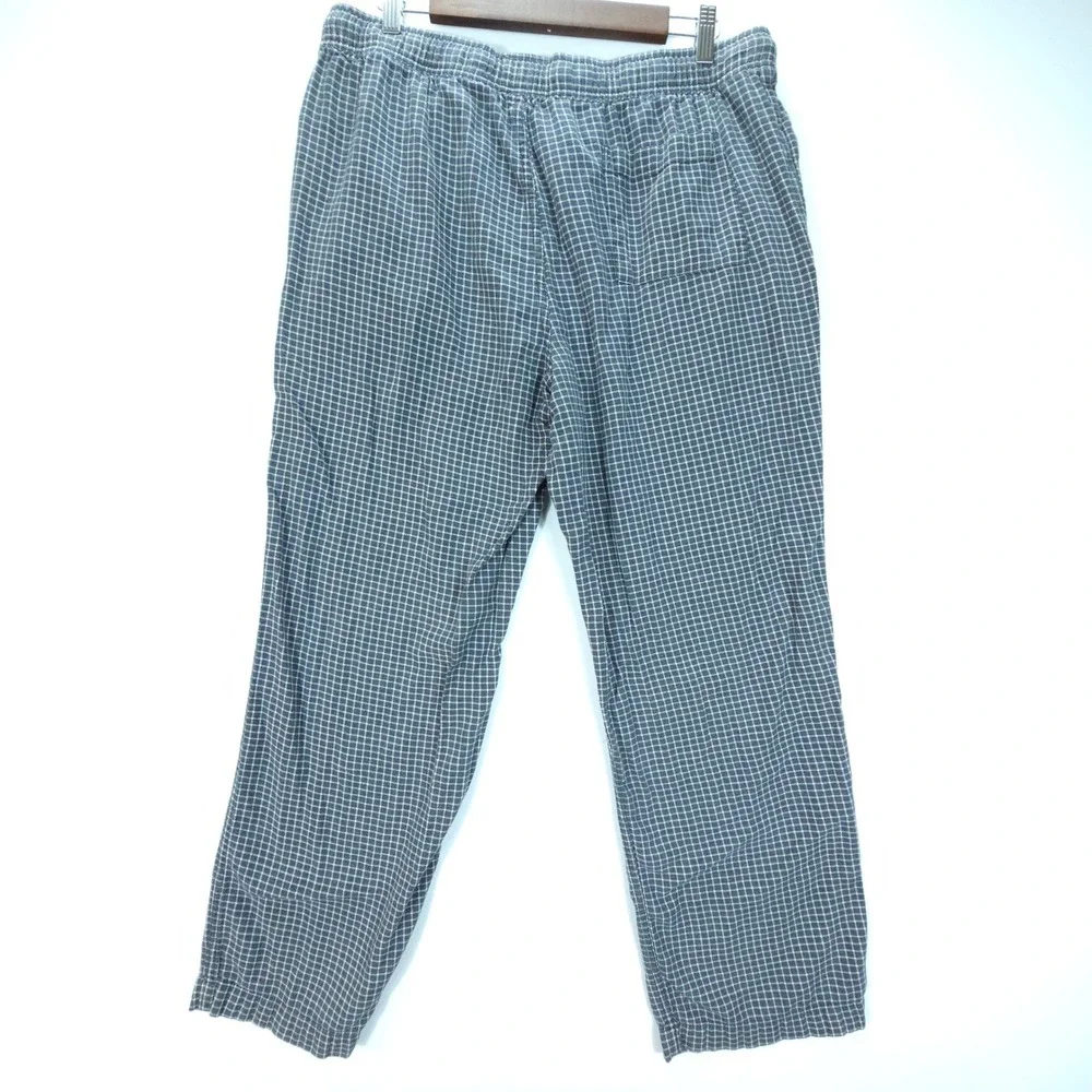 Vintage J Crew Pants Mens L Blue Grid Plaid Cotton Pajama Lounge Streetwear